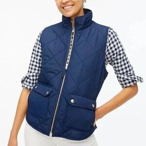 J. Crew Women's Mountain Down Winter Puffer Vest Jacket in Navy Blue